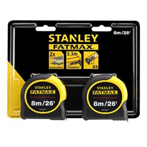 stanley fatmax classic tape twin pack 8m/26ft (width 32mm), sta581558, yellow