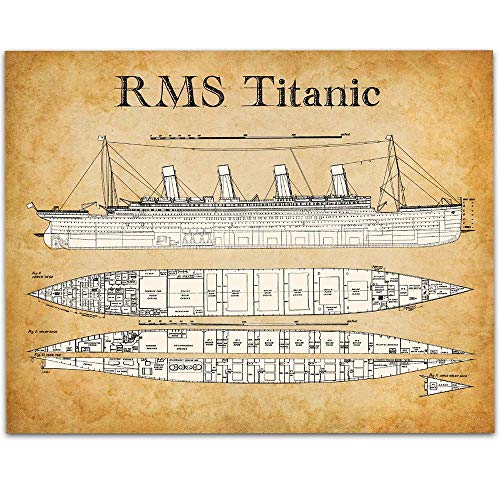 Titanic Poster Blueprints - 11x14 Unframed Print - Great Titanic Gift and Titanic Decor for History Buffs - Wonderful Titanic Picture