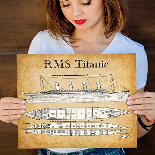 Titanic Poster Blueprints - 11x14 Unframed Print - Great Titanic Gift and Titanic Decor for History Buffs - Wonderful Titanic Picture