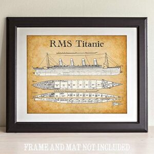 Titanic Poster Blueprints - 11x14 Unframed Print - Great Titanic Gift and Titanic Decor for History Buffs - Wonderful Titanic Picture