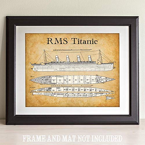 Titanic Poster Blueprints - 11x14 Unframed Print - Great Titanic Gift and Titanic Decor for History Buffs - Wonderful Titanic Picture