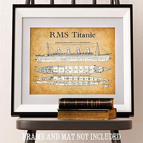 Titanic Poster Blueprints - 11x14 Unframed Print - Great Titanic Gift and Titanic Decor for History Buffs - Wonderful Titanic Picture