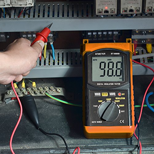 BTMETER BT-6688B Megohmmeter 200 Gig Ohm Digital Insulation Resistance Tester, 500V/1kV/2.5kV/5kV Test Voltage, Auto Ranging, Backlight Display