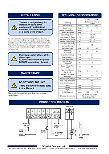 DATAKOM SMPS-2410 (24V/10A) Generator Start Battery Charger/Stabilized Power Supply with Display