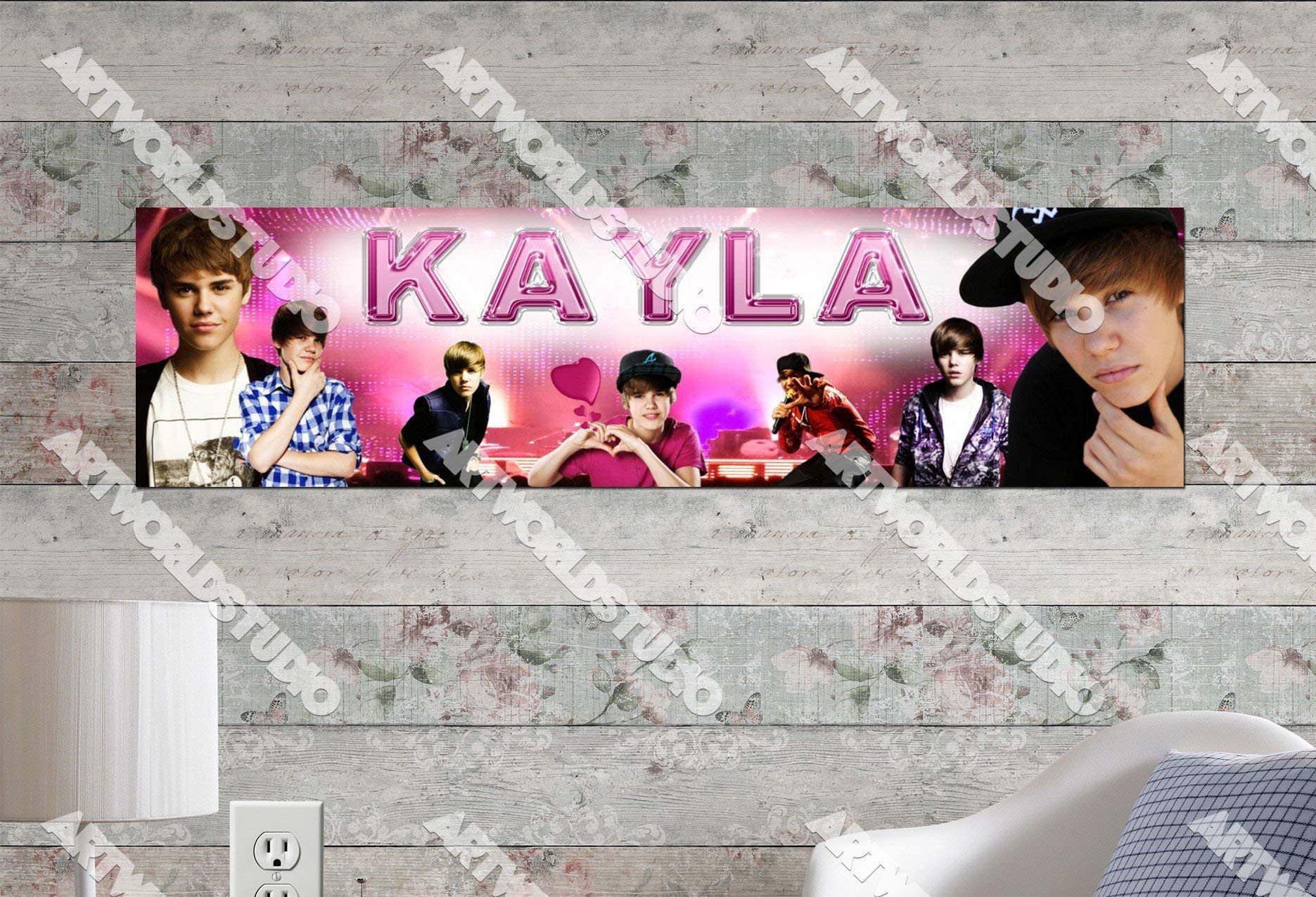 Justin Bieber #2-8.5"x30" Personalized Name Poster, Customize Name Sign, Birthday Party Banner