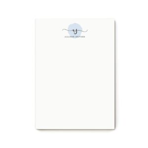 monogram personalized two letter cursive circle logo note pad stationery, womens stationary list pad - delicate mono notepad