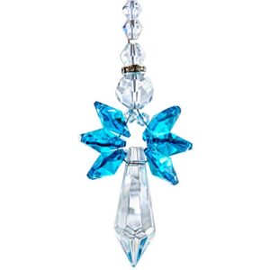 rainbow guardian angel crystal suncatcher as home/car decoration & porch decor & hangings crystal glass ornament (blue)