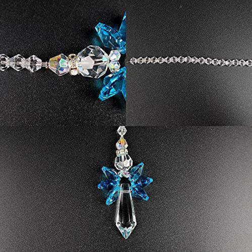 Rainbow Guardian Angel Crystal Suncatcher as Home/Car Decoration & Porch Decor & Hangings Crystal Glass Ornament (Blue)