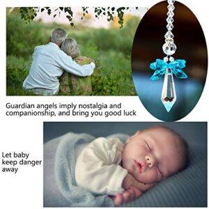 Rainbow Guardian Angel Crystal Suncatcher as Home/Car Decoration & Porch Decor & Hangings Crystal Glass Ornament (Blue)