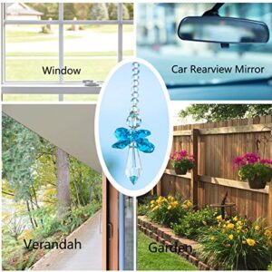 Rainbow Guardian Angel Crystal Suncatcher as Home/Car Decoration & Porch Decor & Hangings Crystal Glass Ornament (Blue)