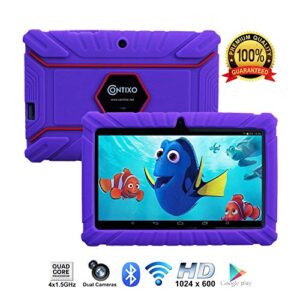 contixo kids tablet k2 | 7" display android 6.0 bluetooth wifi camera parental control for children infant toddlers includes tablet case (purple)