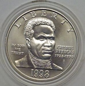 1998 s black revolutionary war patriot crispus attucks dollar uncirculated us mint