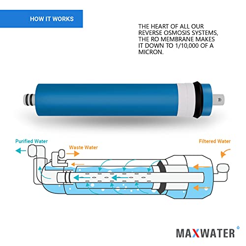 Max Water Combo Pack RO Filter Replacement Set - 2 Carbon Filters and + 1 RO Membrane