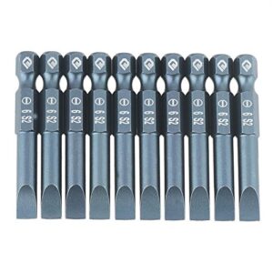 10pcs 50mm slotted screwdriver bits set magnetic flat head 1/4 inch hex shank,s2 alloy steel h6.3 * 50*sl6mm