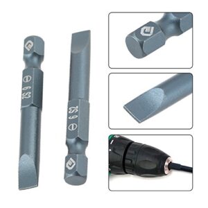 10pcs 50mm Slotted Screwdriver Bits Set Magnetic Flat Head 1/4 Inch Hex Shank,S2 Alloy Steel H6.3 * 50*SL6mm