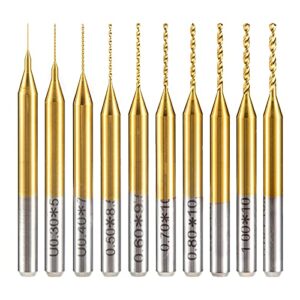 HUHAO Cobalt PCB Drill Bits 1/8 Shank Micro Twist Mini Drill Bits for Print Circuit Board with 0.2-1.1mm Cut Diameter