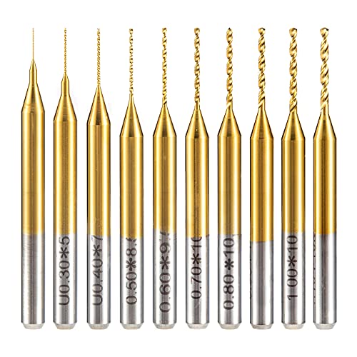 HUHAO Cobalt PCB Drill Bits 1/8 Shank Micro Twist Mini Drill Bits for Print Circuit Board with 0.2-1.1mm Cut Diameter