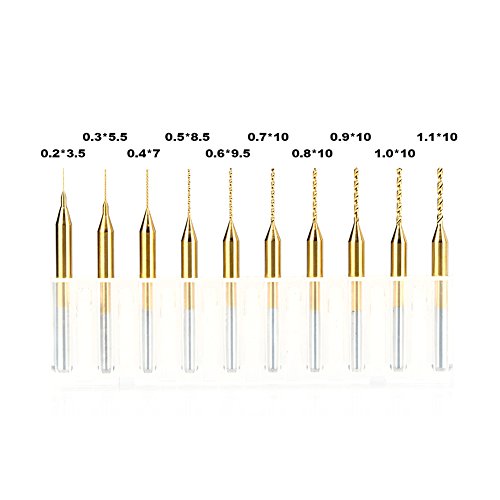 HUHAO Cobalt PCB Drill Bits 1/8 Shank Micro Twist Mini Drill Bits for Print Circuit Board with 0.2-1.1mm Cut Diameter