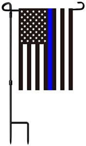 akeydeco garden flag stand & american flag, thin blue line garden flag with anti-wind clip,stopper,weatherproof 2 sided 12.5 x 18 inch patriotic us flag banner keep your flags from flying away in high winds
