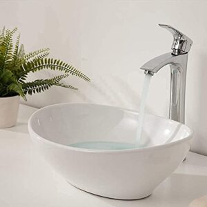 oval vessel sink - sarlai 16"x13" bathroom sink oval shape above counter white porcelain ceramic bathroom vessel vanity sink art basin