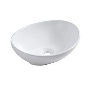 Oval Vessel Sink - Sarlai 16"x13" Bathroom Sink Oval Shape Above Counter White Porcelain Ceramic Bathroom Vessel Vanity Sink Art Basin