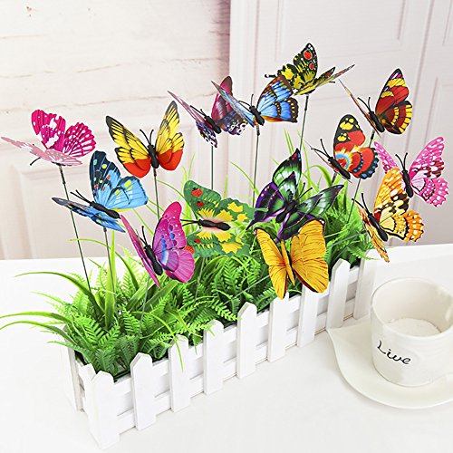 VGOODALL 50pcs Butterfly Garden Decorations, 11.5 inch Plastic Butterfly Stakes Ornaments Artificial Butterflies for Flower Bouquet Arrangements Crafts Outdoor Wall Patio Plant Christmas Yard Decor