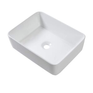 vessel sink rectangular - sarlai 19"x15" white bathroom sink rectangle above counter porcelain ceramic bathroom vessel vanity sink art basin