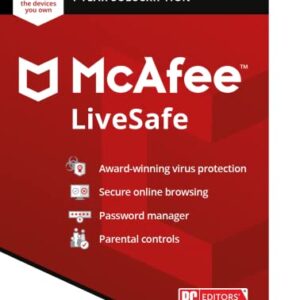 McAfee Live Safe | Unlimited Devices | Antivirus Internet and Identity Security Software | 1 Year Subscription | Key Card