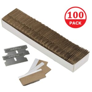 WEUPE Razor Blades Utility: Single Edge Razor Blades 100 Pack, Razor Blade Scraper Refills, Steel Box Cutter Blades USA-Made, Safety Straight Edge Razor Blades, Paint Scraper Razor Blades