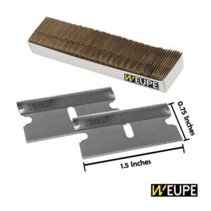 WEUPE Razor Blades Utility: Single Edge Razor Blades 100 Pack, Razor Blade Scraper Refills, Steel Box Cutter Blades USA-Made, Safety Straight Edge Razor Blades, Paint Scraper Razor Blades