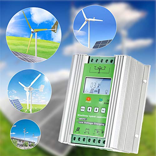 1000W Wind Solar Hybrid Charge Controller ，Off Grid MPPT Wind Turbine Solar Charge Controller Hybrid Controller 600W Wind and 400W Solar Panel 12V/24V Auto Distinguish