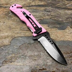 Master USA Pink Ballistic Skull Medallion Hunting Tactical Rescue Pocket Knife BL + Free eBook by OnlyUS