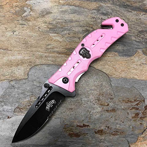 Master USA Pink Ballistic Skull Medallion Hunting Tactical Rescue Pocket Knife BL + Free eBook by OnlyUS