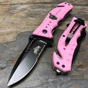 Master USA Pink Ballistic Skull Medallion Hunting Tactical Rescue Pocket Knife BL + Free eBook by OnlyUS