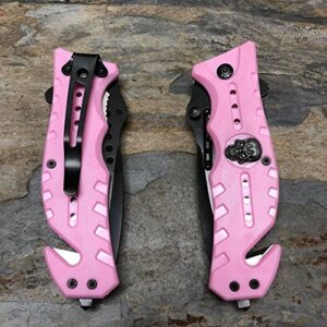 Master USA Pink Ballistic Skull Medallion Hunting Tactical Rescue Pocket Knife BL + Free eBook by OnlyUS