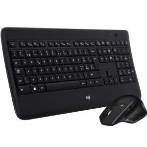 logitech mx900 performance premium backlit keyboard and mx master mouse combo , black