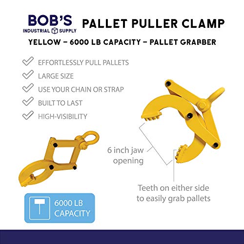 BISupply Pallet Puller Clamp, 6,000 lb pound Pulling Capacity, Pallet Grabber Hook Puller Tool for Forklift Chain