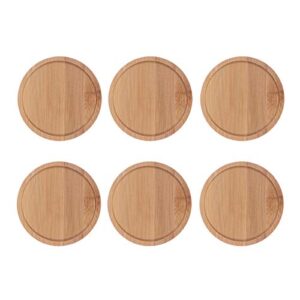 bestomz 6pcs bamboo round plant saucer flower pot tray bonsai succulent for indoor outdoor plants 9.5x9.5cm