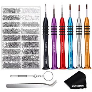 paxcoo eyeglass repair kit with 6 pcs magnetic screwdrivers and glass screw for glasses, eye glass, sunglass repair