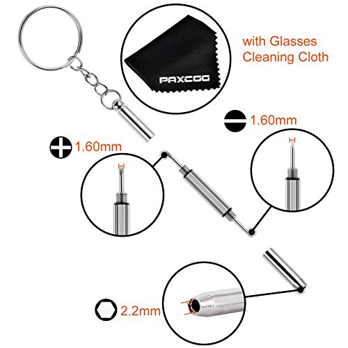 Paxcoo Eyeglass Repair Kit with 6 Pcs Magnetic Screwdrivers and Glass Screw for Glasses, Eye Glass, Sunglass Repair