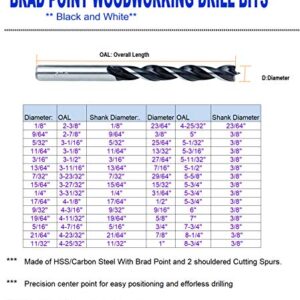 Brad Point Drill Bit Set 3/8 Inch 5Pcs Spur Point Stubby Woodworking Drill Bits