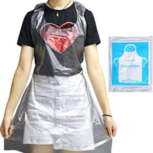 Parts Express 50 Pcs Clear Plastic Polyethylene Waterproof Disposable Aprons For Cooking, Painting