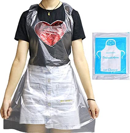 Parts Express 50 Pcs Clear Plastic Polyethylene Waterproof Disposable Aprons For Cooking, Painting