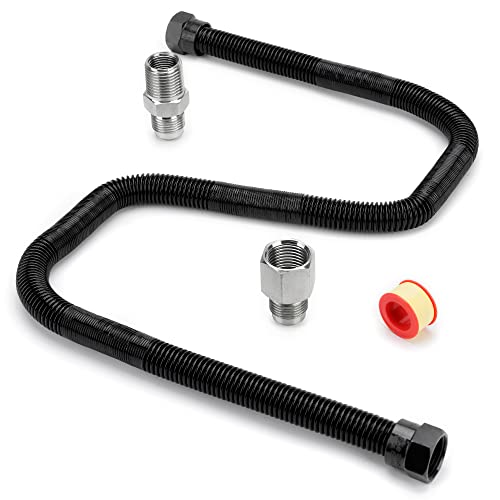 Stanbroil 1/2" OD x 3/8" ID 30" Non-Whistle Flexible Flex Gas Line Connector Kit for NG or LP Fire Pit and Fireplace