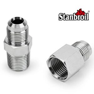 Stanbroil 1/2" OD x 3/8" ID 30" Non-Whistle Flexible Flex Gas Line Connector Kit for NG or LP Fire Pit and Fireplace