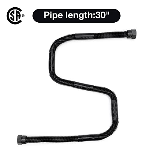 Stanbroil 1/2" OD x 3/8" ID 30" Non-Whistle Flexible Flex Gas Line Connector Kit for NG or LP Fire Pit and Fireplace