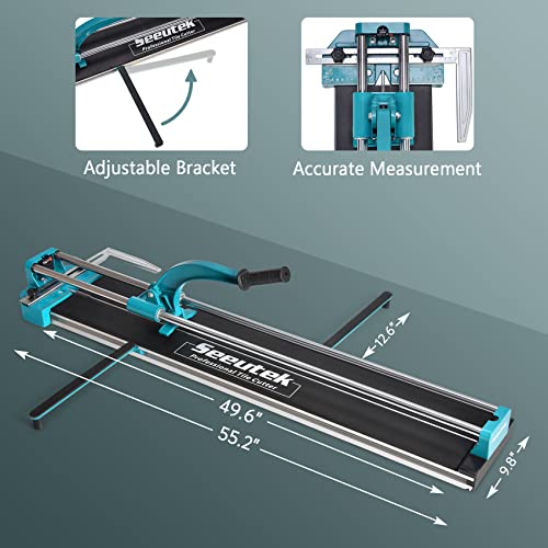 Seeutek 48 Inch Manual Tile Cutter With Tungsten Carbide Scoring Wheel for Porcelain Ceramic Floor Tile with Adjustable Laser Guide Spared Cutting Wheel