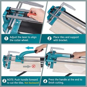 Seeutek 48 Inch Manual Tile Cutter With Tungsten Carbide Scoring Wheel for Porcelain Ceramic Floor Tile with Adjustable Laser Guide Spared Cutting Wheel