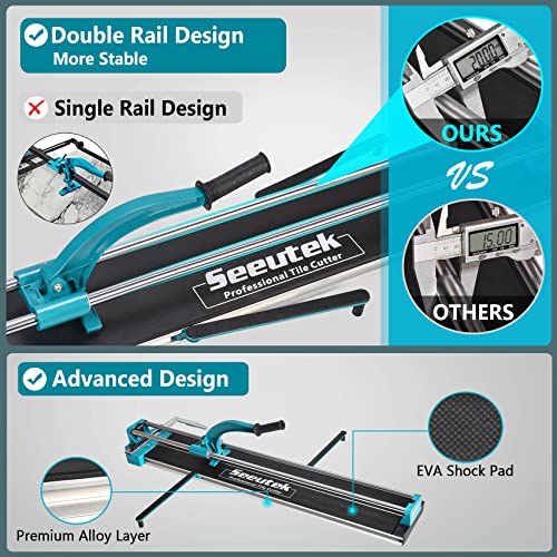 Seeutek 48 Inch Manual Tile Cutter With Tungsten Carbide Scoring Wheel for Porcelain Ceramic Floor Tile with Adjustable Laser Guide Spared Cutting Wheel