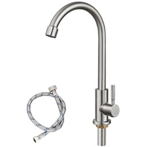 stainless steel cold water kitchen sink faucet brushed nickel bathroom single handle bar faucet faucet single temperature water only silver rotatable